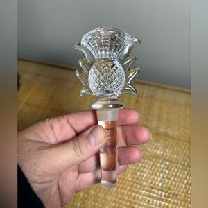 Vintage Hand Blown Cut Glass Crystal Decanter Stopper Scotland Thistle